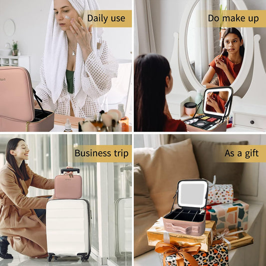 Bolsa de maquillaje con espejo y luz led